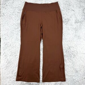 Athleta Pants Womens 1X Brown Venice Flare Wide Leg Split Hem Pull On Athleisure
